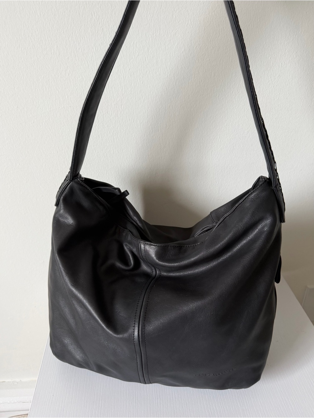Vintage Derek Alexander Black Leather Large Hobo Shoulder Bag